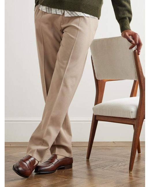 Edward Green Brown Piccadilly Leather Penny Loafers for men