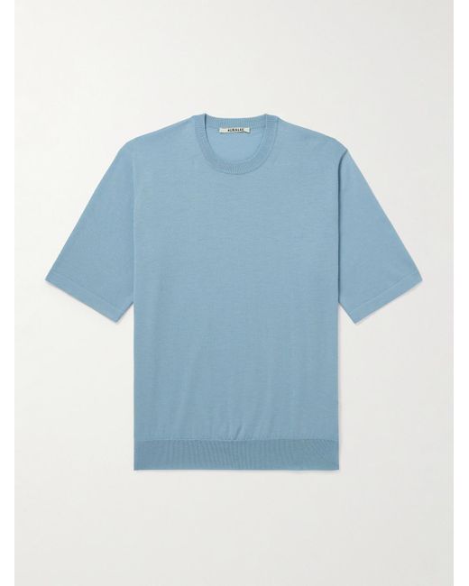 T-shirt in cashmere di Auralee in Blue da Uomo