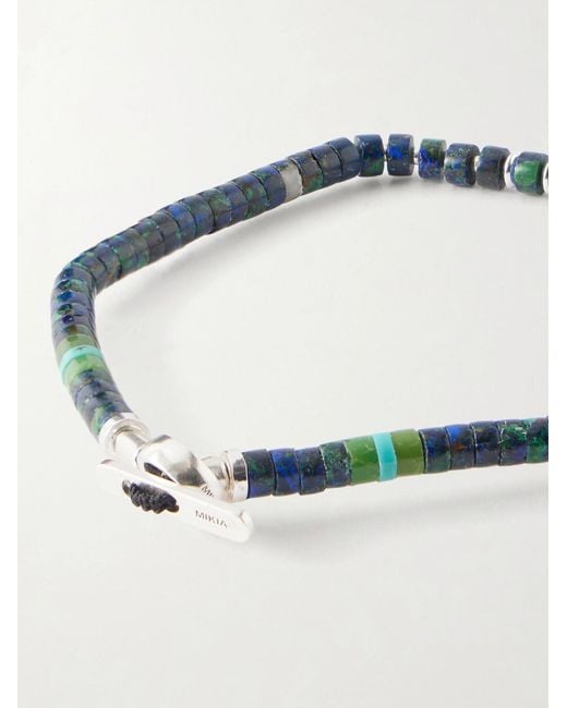 Mikia Metallic Heishi Sterling And Azurite Beaded Bracelet for men