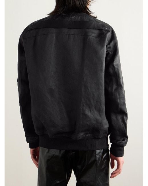 Rick Owens Black Classic Flight Webbing-trimmed Cotton-twill Bomber Jacket for men