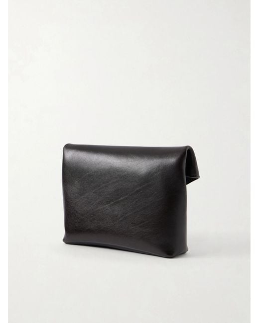 Saint Laurent Black Cassandre-embellished Full-grain Leather Messenger Bag for men