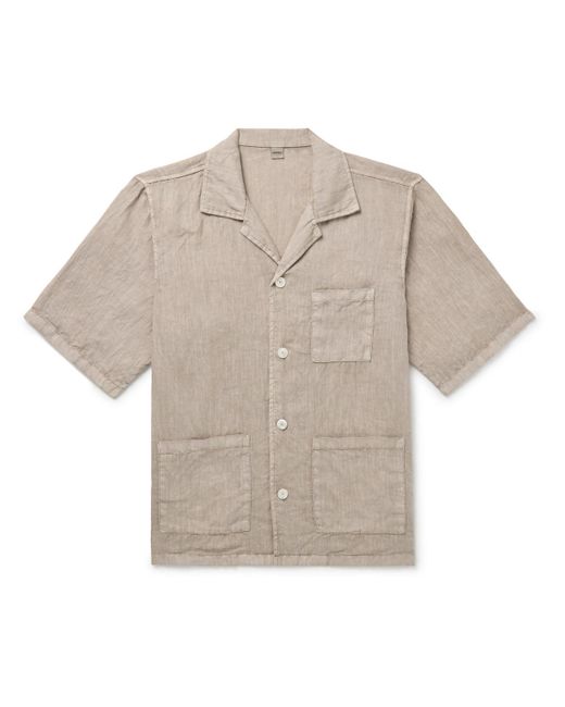 Aspesi White Camp-collar Linen Shirt for men