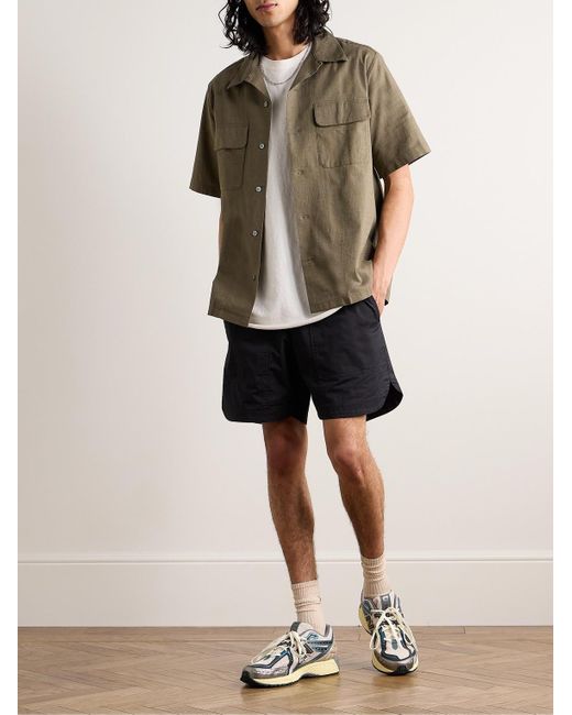 NN07 Black Jon 1800 Straight-leg Organic Cotton-blend Twill Shorts for men
