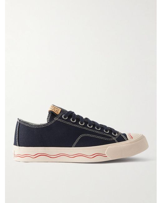Visvim Blue Seeger Leather And Rubber-trimmed Canvas Sneakers for men