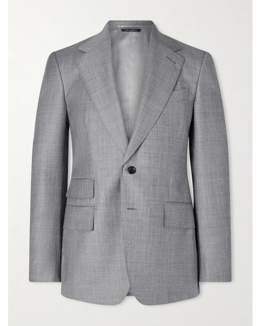 Tom Ford Gray Shelton Super 110S Wool Suit Jacket for men