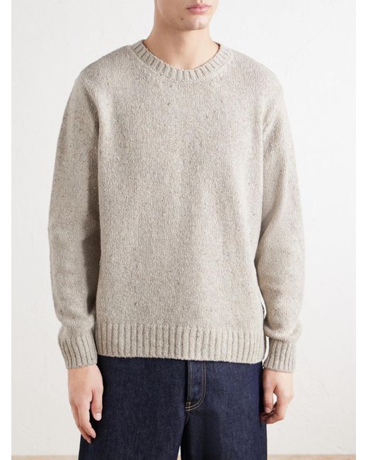 Folk White Chain Mélange Wool-blend Sweater for men