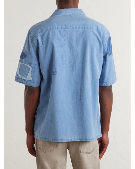 Corridor NYC Blue Patchwork Cotton Shirt for men