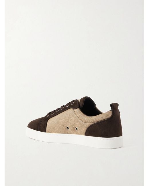 Christian Louboutin Brown Louis Junior Grosgrain-trimmed Suede And Canvas Sneakers for men