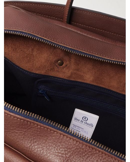 Bleu De Chauffe Brown Zoom Full-grain Leather Weekend Bag for men
