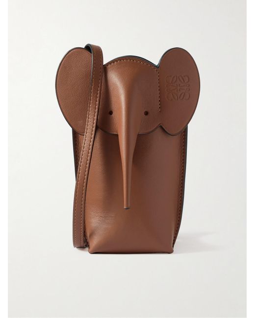 Loewe Brown Elephant Pocket Leather Messenger Bag for men