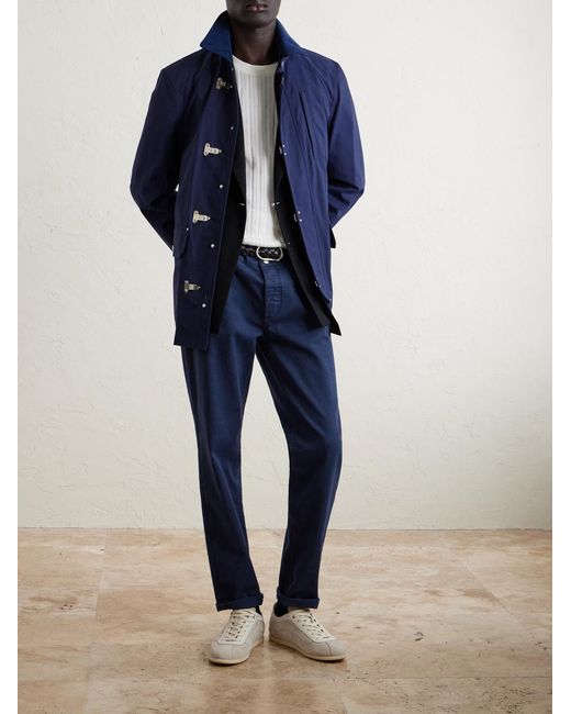 Brunello Cucinelli Blue Slim-Fit Straight-Leg Logo-Embroidered Jeans for men