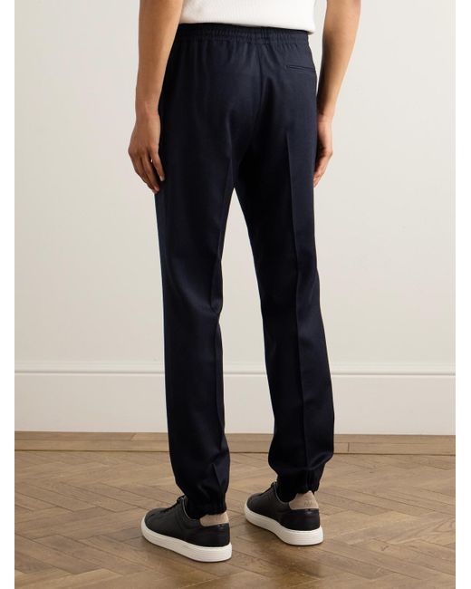 Zegna Blue Tapered Wool Trousers for men