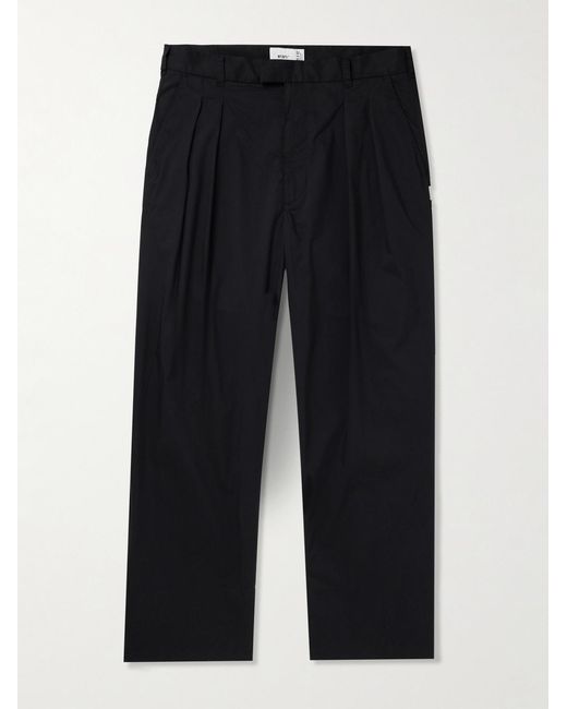 (w)taps Blue Tapered Logo-Appliquéd Cotton-Blend Trousers for men