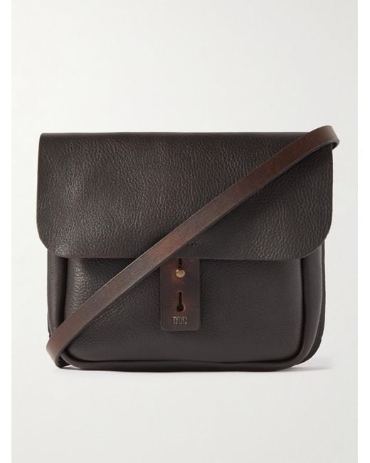 Bleu De Chauffe Black Cartouchiè Full-grain Leather Messenger Bag for men