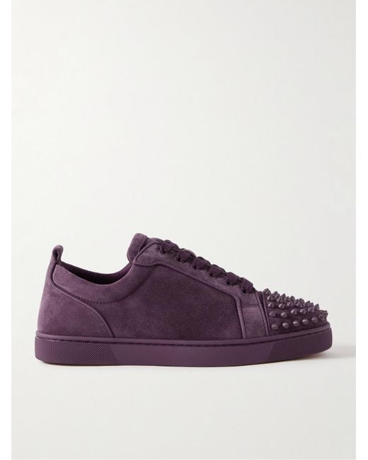 Christian Louboutin Louis Junior Sneakers aus Veloursleder mit Querkappe und Stachelnieten in Purple für Herren
