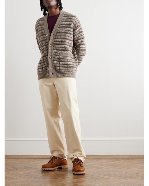 De Bonne Facture Gray Striped Wool Cardigan for men