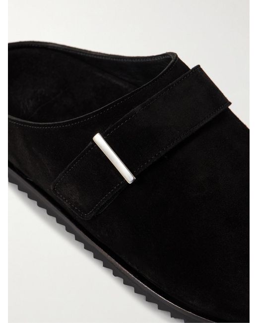 Mr P. Black Suede Mules for men