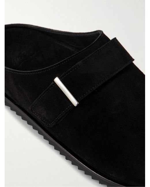 Mr P. Black Suede Mules for men