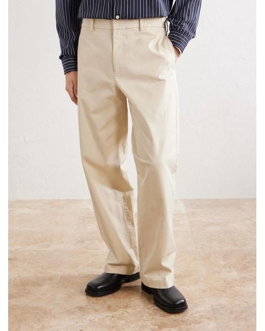 Barena Natural Wide-Leg Cotton-Blend Gabardine Trousers for men