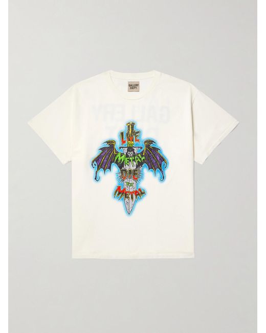 GALLERY DEPT. Blue Live For Metal Glittered Printed Cotton-jersey T-shirt for men