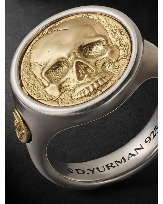 Anello a sigillo in argento e oro Life & Death di David Yurman in Black da Uomo