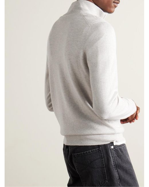 Brunello Cucinelli White Cashmere Half-zip Sweater for men