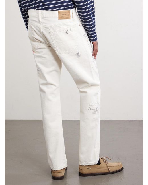 Polo Ralph Lauren White Straight-leg Printed Cotton-twill Trousers for men