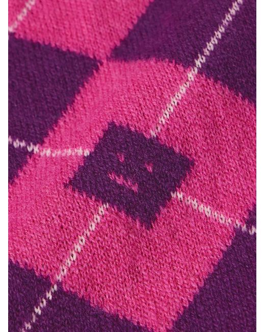 Acne Pink Kwanny Argyle Wool-blend Jacquard-knit Cardigan for men