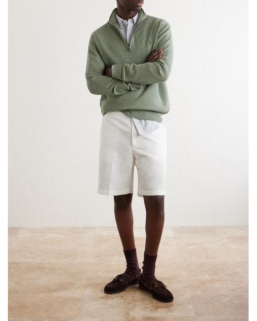 Polo Ralph Lauren Green Logo-Embroidered Cotton Half-Zip Sweater for men