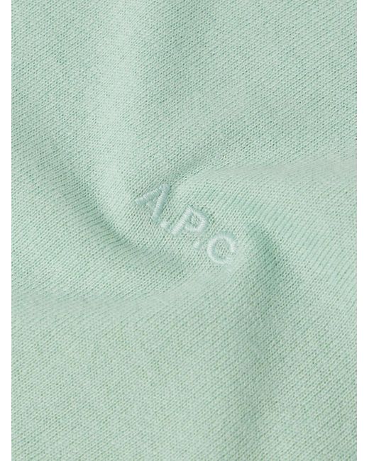 Pullover in misto cotone e cashmere con logo ricamato Julio di A.P.C. in Green da Uomo