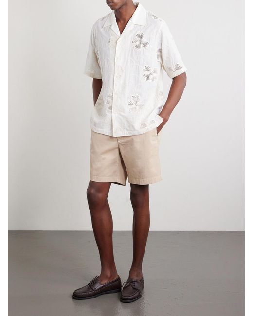 Mr P. Natural Straight-leg Garment-dyed Organic Cotton-blend Twill Shorts for men