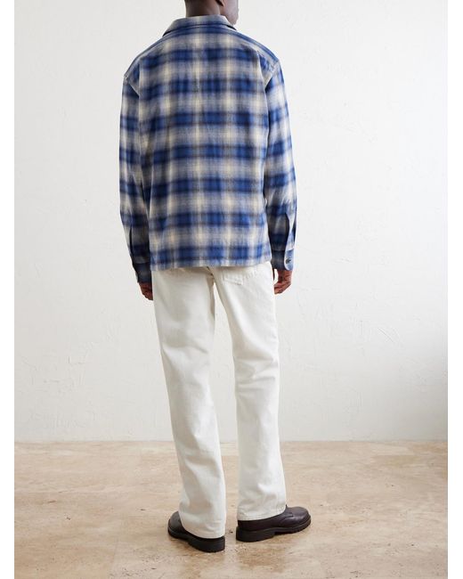 Ralph Lauren Blue Checked Cotton And Cashmere-Blend Shirt for men
