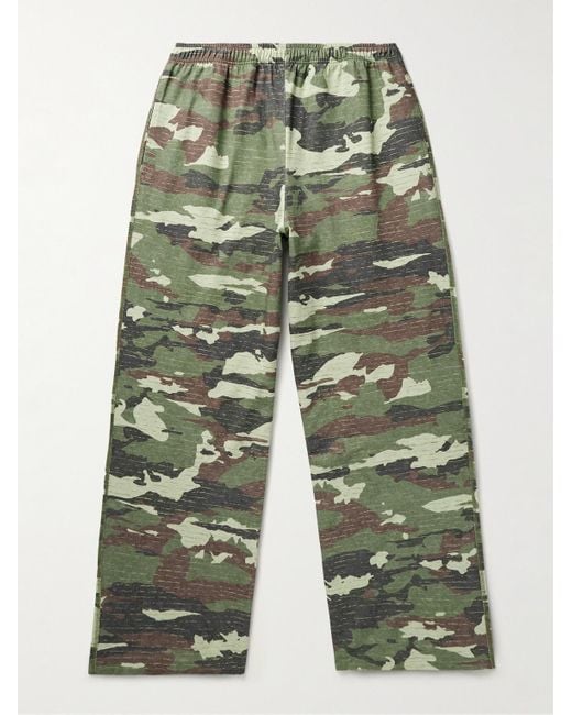 Acne Green Camouflage-print Organic Cotton-jersey Wide-leg Trousers for men