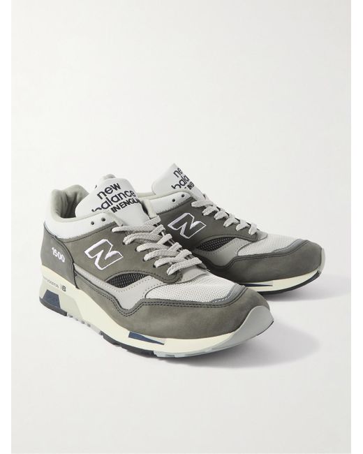 New Balance Gray Miuk 1500 Leather-trimmed Suede And Mesh Sneakers for men