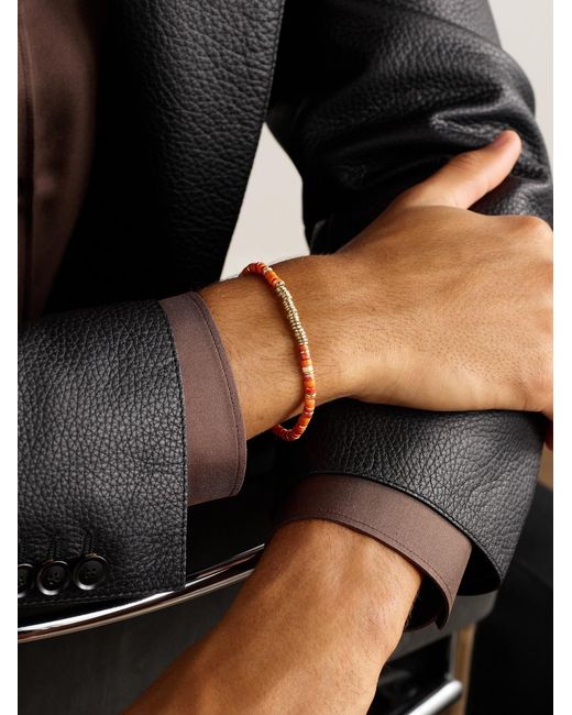 Heishi 14-Karat, Sterling And Shell Beaded Bracelet di John Hardy in Black da Uomo