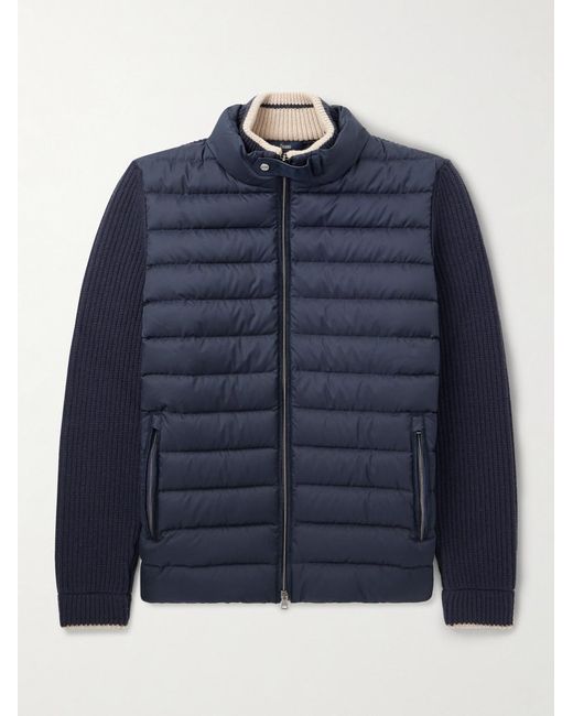 Herno Blue Slim-Fit Wool And Quilted Shell Down Jacket for men