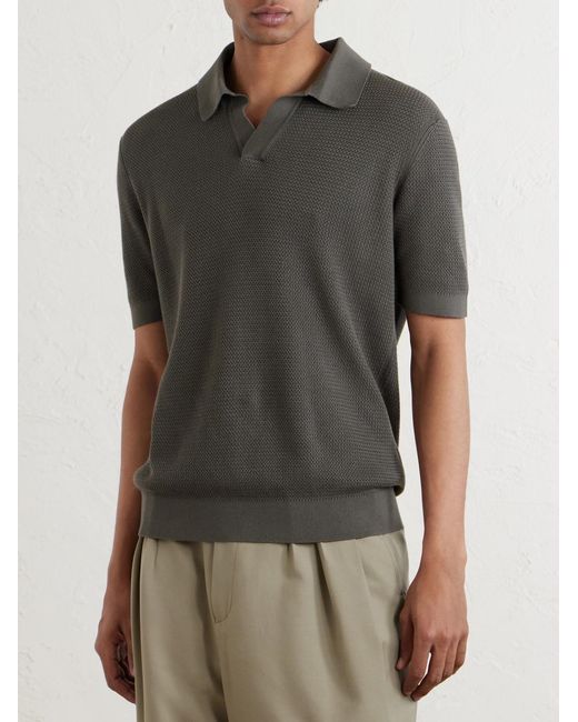 Zegna Green Slim-Fit Cotton-Piqué Polo Shirt for men