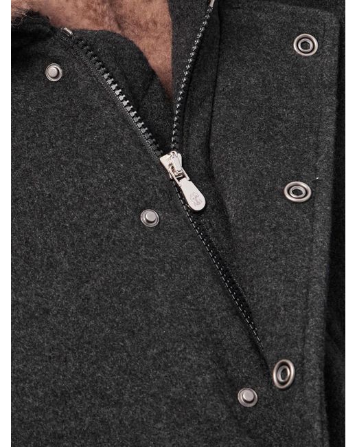 Brunello Cucinelli Black Shearling-trimmed Cashmere Bomber Jacket for men