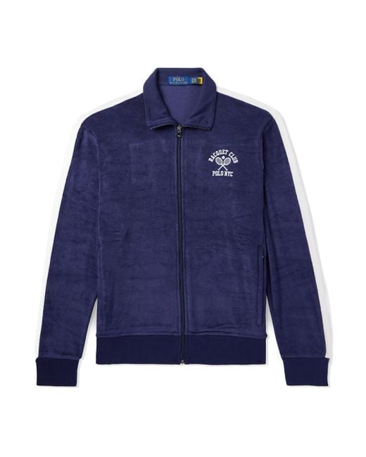 Polo Ralph Lauren Blue Striped Cotton-Blend Terry Track Jacket for men