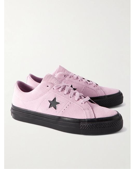 Converse Pink One Star Pro Leather-trimmed Suede Sneakers for men