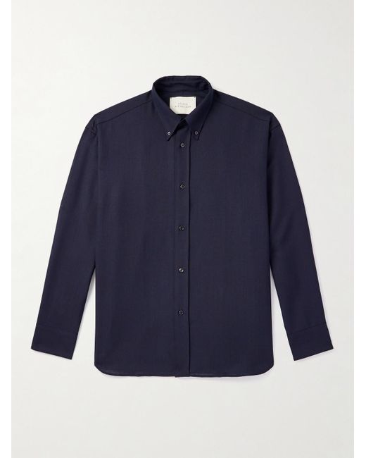 Studio Nicholson Blue Oversized Button-Down Collar Wool Shirt for men
