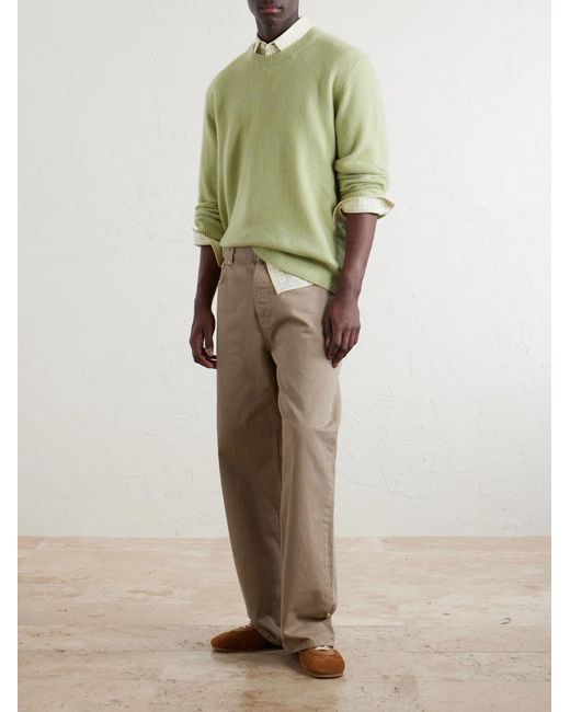 The Elder Statesman Green Nimbus Cashmere And Silk-blend Sweater for men