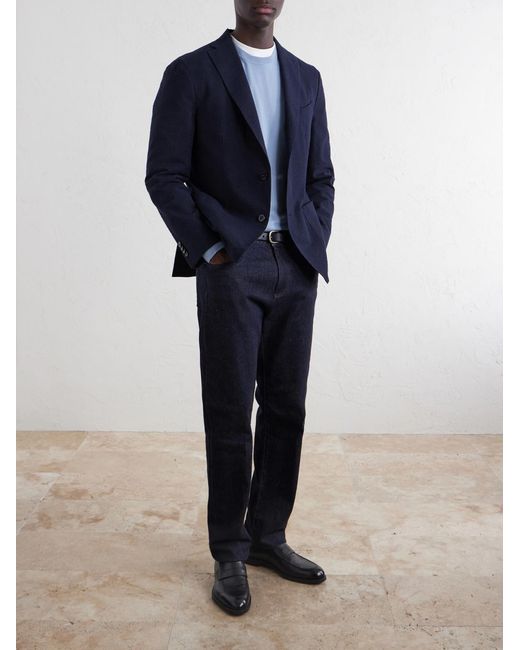 Boglioli Blue Cotton-Seersucker Blazer for men