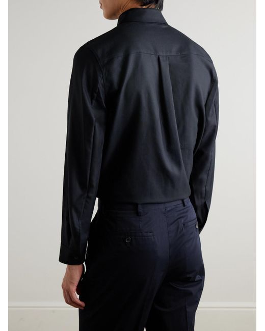 Mr P. Black Wool, Silk And Cashmere-Blend Shirt for men