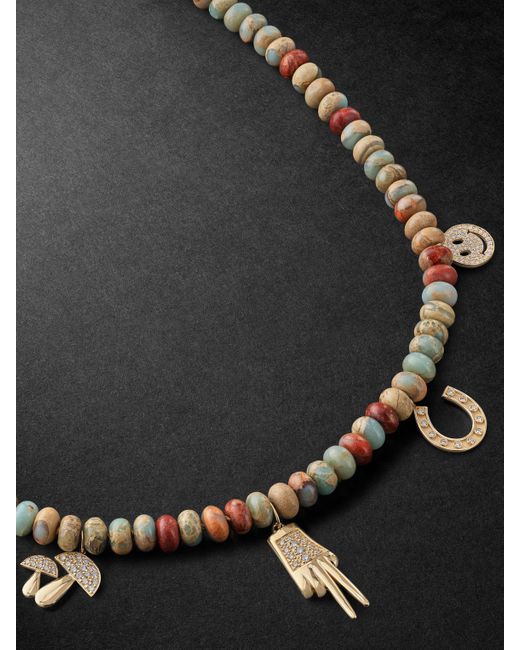 Sydney Evan Black Snakeskin Jasper And Diamond Beaded Pendant Necklace for men