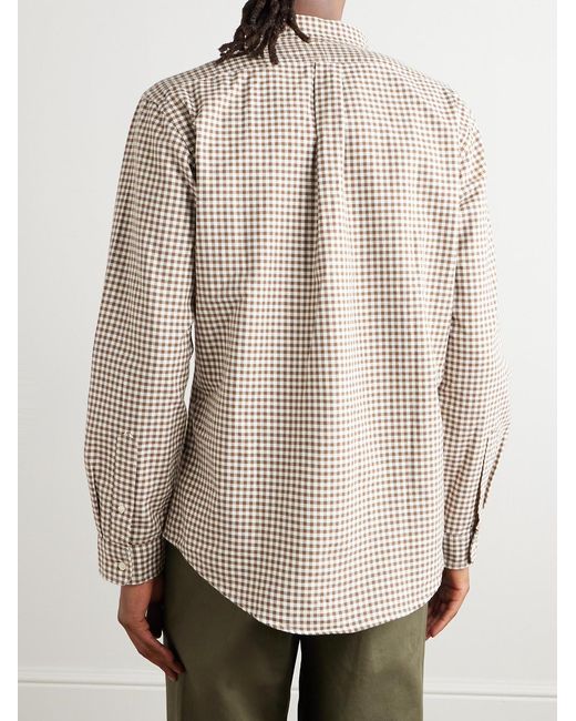 Polo Ralph Lauren Natural Button-down Collar Logo-embroidered Checked Cotton Shirt for men