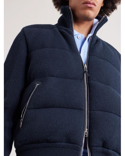 Tom Ford Blue Slim-Fit Quilted Wool Down Jacket for men