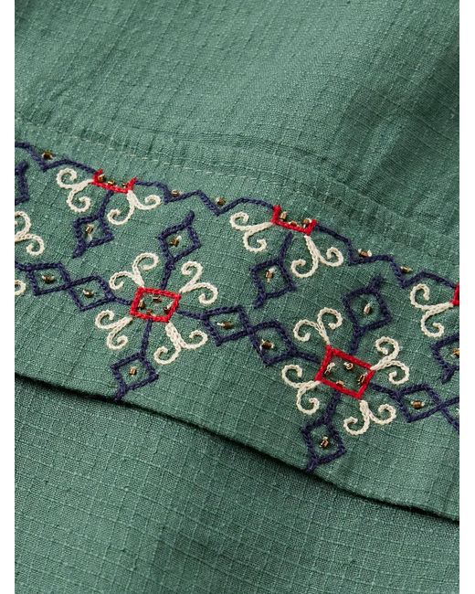 Kartik Research Green Embroidered Cotton-Ripstop Jacket With Detachable Liner for men