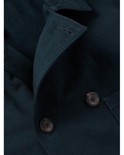 Drake's Blue Double-Breasted Cotton-Twill Chore Jacket for men