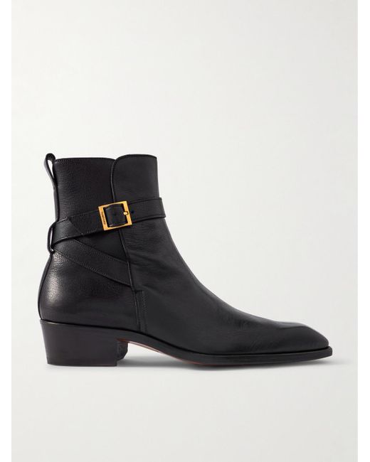 Tom Ford Kenneth Buckled Full Grain Leather Chelsea Boots in Black for Men Lyst UK